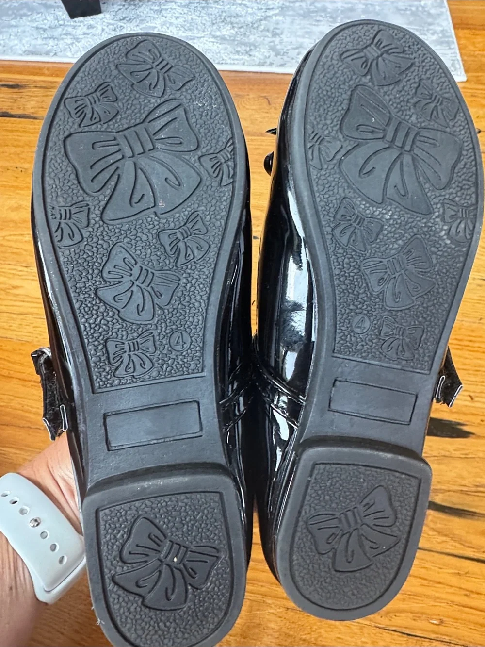 Girls' Swea Pea & Lilli Black Patent Mary Jane Shoes with Rhinestone Strap
